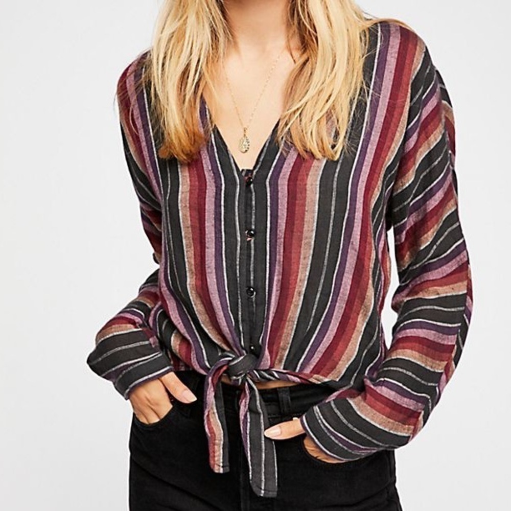 Rails Sloan Brava Maroon and Black Striped Top Size S